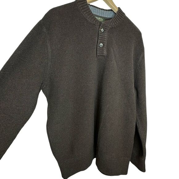 EDDIE BAUER 100% Cotton Classic Brown Crewneck Sweater Size XXL - Picture 1 of 15